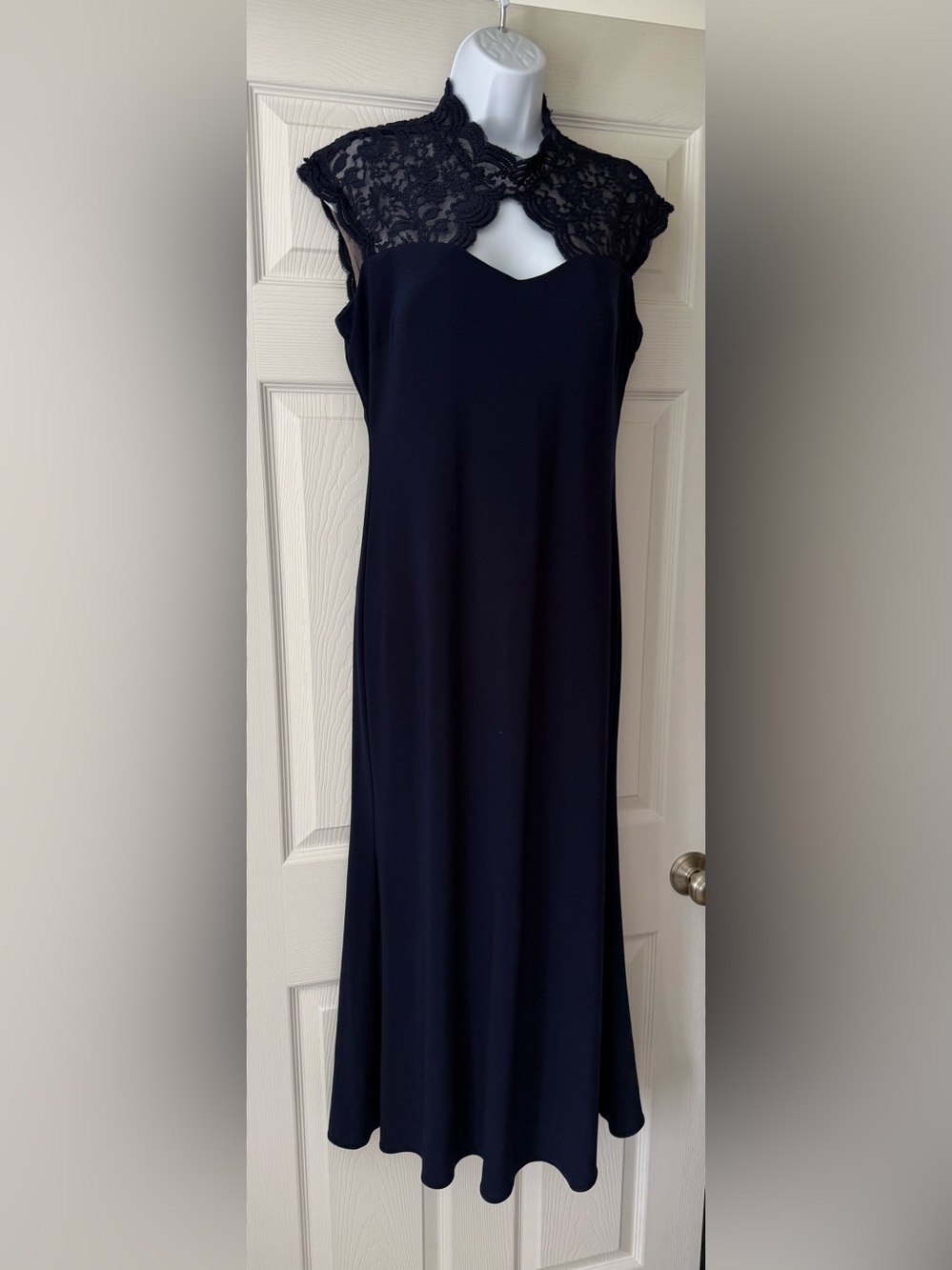 Betsy & Adam Navy Blue Lace Midi Dress Size 12 - Picture 4 of 6